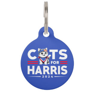 Cats for Harris 2024 election Pet ID Tag