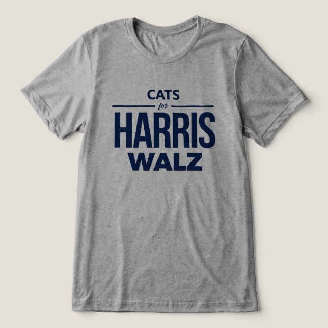Cats for Harris Walz Tri-Blend Shirt (Design Front)