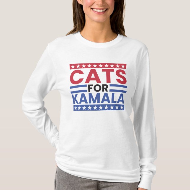 Cats for Kamala Harris for President Election 2024 T-Shirt (Front)