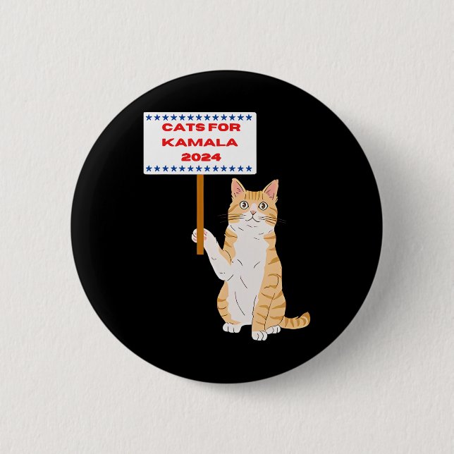 Cats For Kamala Harris Vote President 2024 Usa  Button (Front)