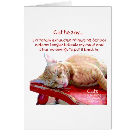 Cats for Nursing Students - Exhausted Cards (Front)