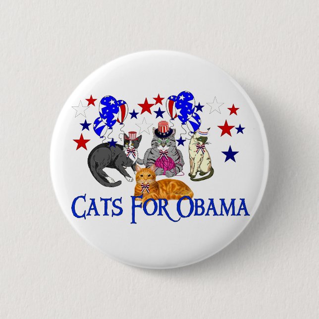 CATS FOR OBAMA BUTTON (Front)