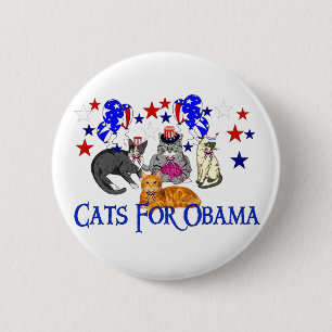 CATS FOR OBAMA BUTTON