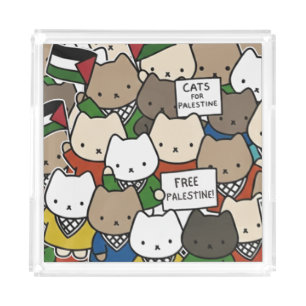Cats for Palestine – Kawaii Cats for Justice Acrylic Tray