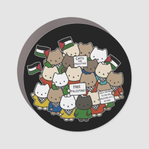 Cats for Palestine – Kawaii Cats for Justice Car Magnet