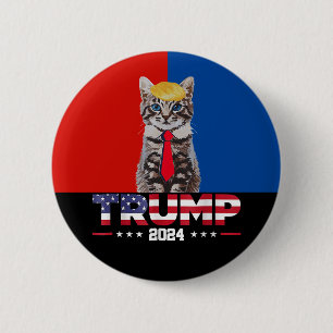 Cats For Trump 2024   Vance Trump Red Blue Button