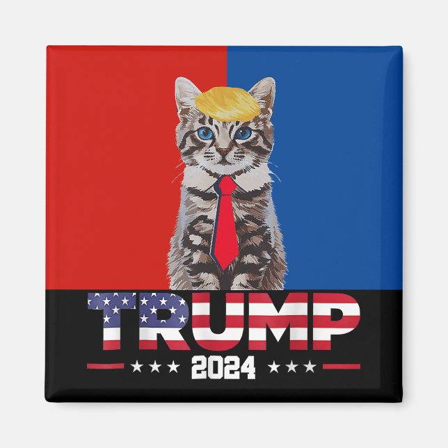 Cats For Trump 2024 | Vance Trump Red Blue Magnet (Front)