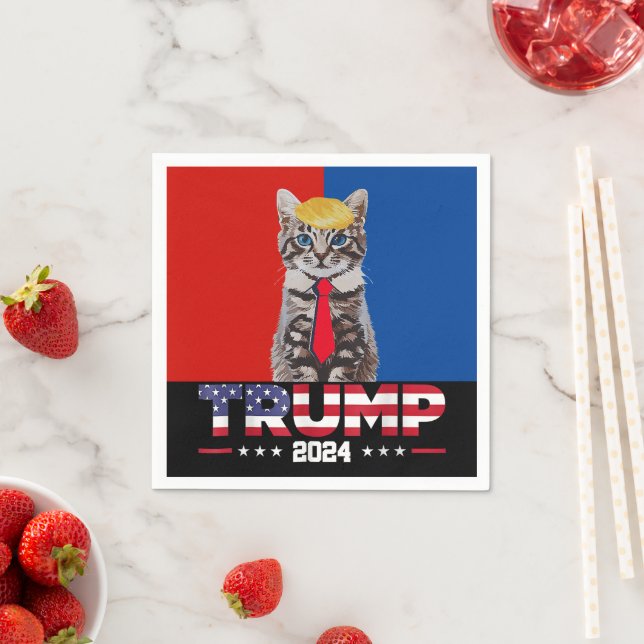 Cats For Trump 2024 | Vance Trump Red Blue Napkins (Insitu)