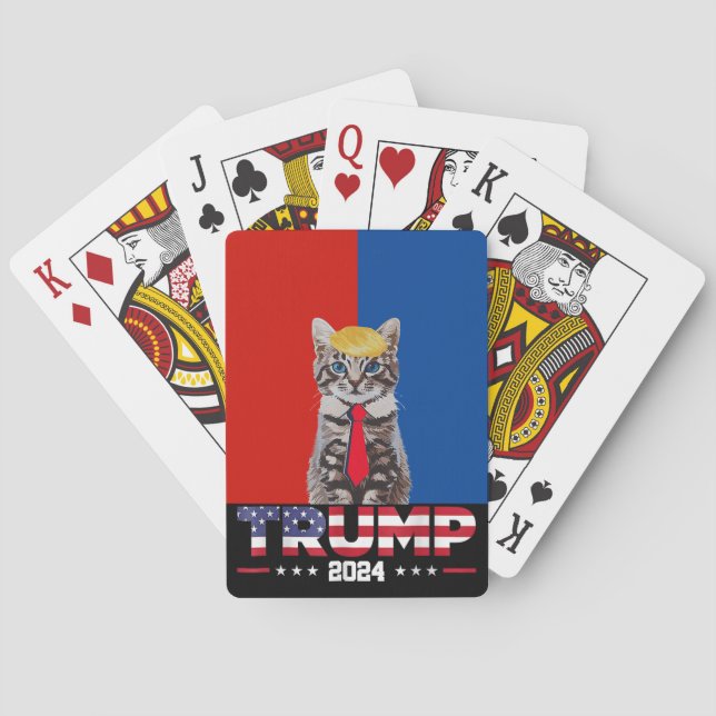 Cats For Trump 2024 | Vance Trump Red Blue Poker Cards (Back)