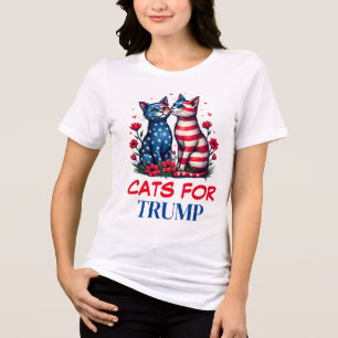 Cats for Trump American Flag and Flowers Patriot Tri-Blend Shirt