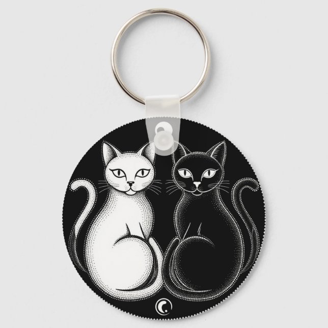 Cats Forming a Ying-Yang Inspired Composition Keychain (Front)