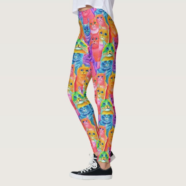 Cats Friends  Colorful Fun Leggings (Left)