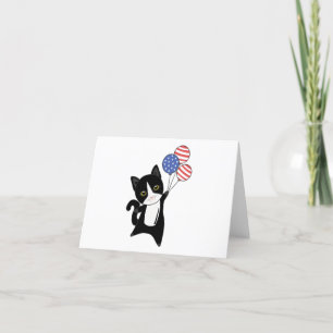 Cats Funny Cat 4th Of July American Flag Letterpress Thank You Card