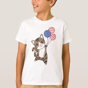 Cats Funny Cat 4th Of July American Flag T-Shirt