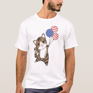 Cats Funny Cat 4th Of July American Flag T-Shirt