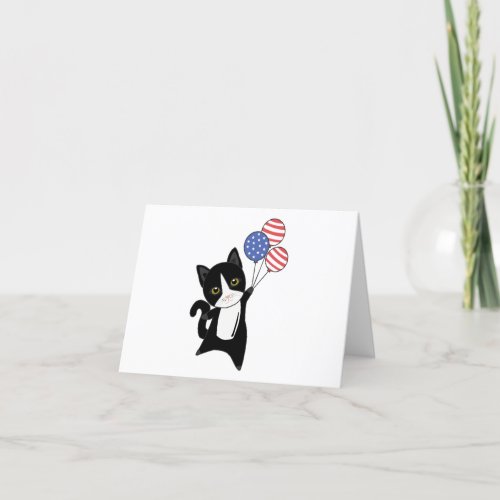 Cats Funny Cat 4th Of July American Flag Thank You Card