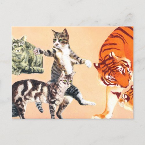 Cats Going to Play Holiday Postcard