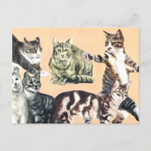 Cats Going to Play Postcard