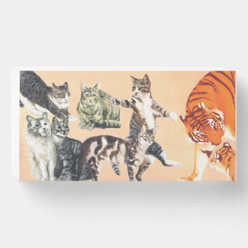 Cats Going to Play Wood Box Sign