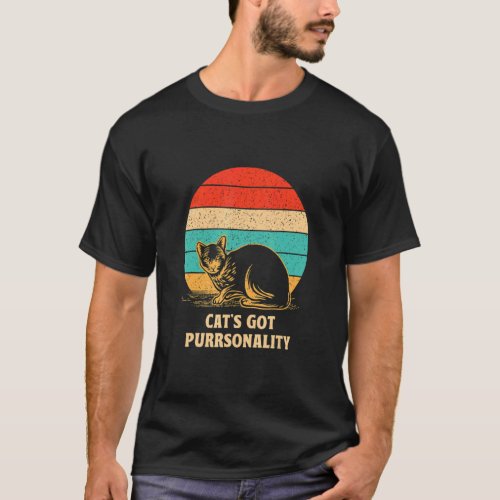 Cats Got Purrsonality Cat  Sayings Kitten Quotes  T_Shirt