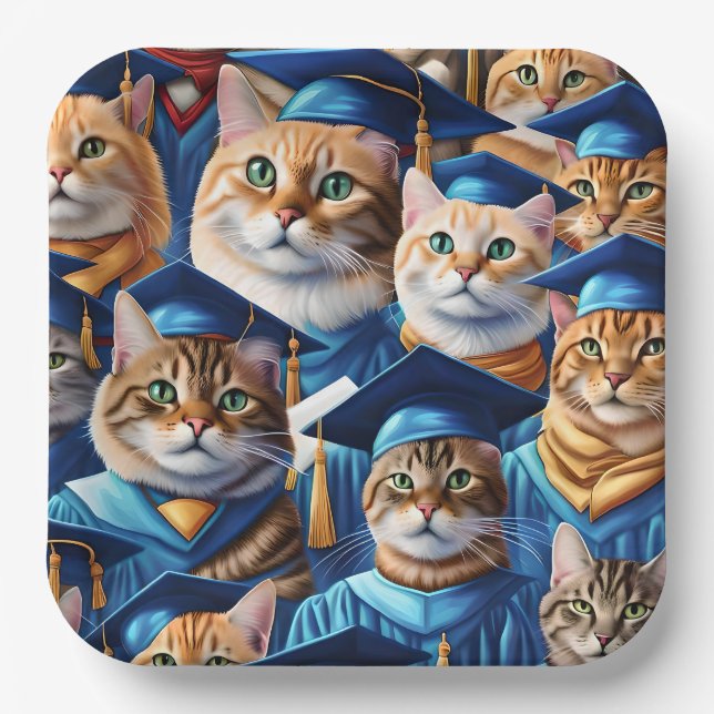 Cats Graduation Day Paper Plates (Front)