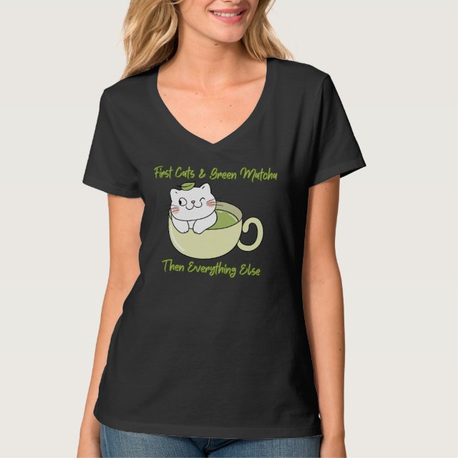 Cats & Green Matcha T-Shirt (Front)