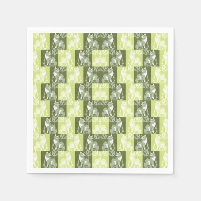 Cats green napkins (Front)