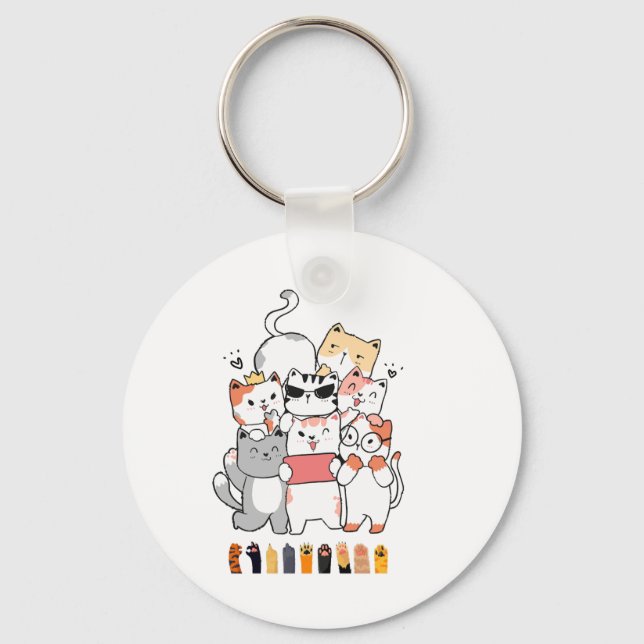 cats group design  keychain (Front)