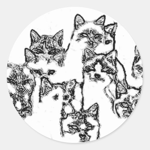 cats group portrait classic round sticker