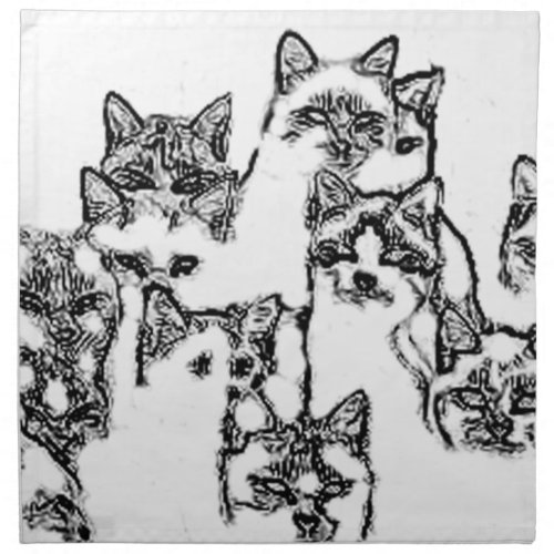cats group portrait napkin
