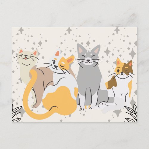 Cats group postcard