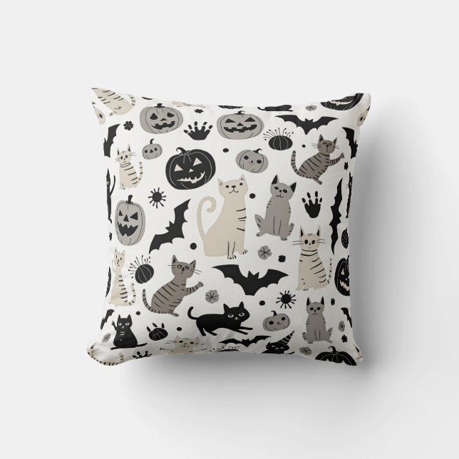 Cat's Halloween #1 Throw Pillow (Front)