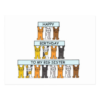 Cats happy birthday big sister. postcard