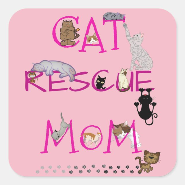 CAT'S Happy Mother Day To Rescue Mom! Square Sticker (Front)
