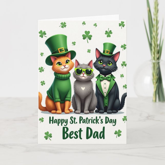 Cats Happy St Patricks Day Dad Card (Front)