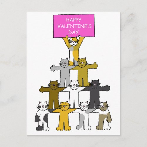 Cats Happy Valentines Day Holiday Postcard