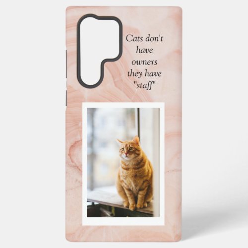 Cats have staff photo on pink marble samsung  samsung galaxy s22 ultra case