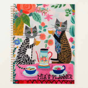 Cats Having Tea Whimsical Bright Planner