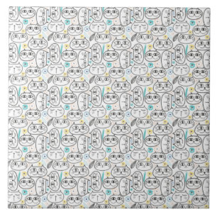 Cats head pattern Ceramic Tile