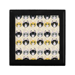 Cats Herringbone Beige Gift Box