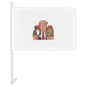 Cats Hippos and Trump Unite for Moo Deng 24 Glory  Car Flag