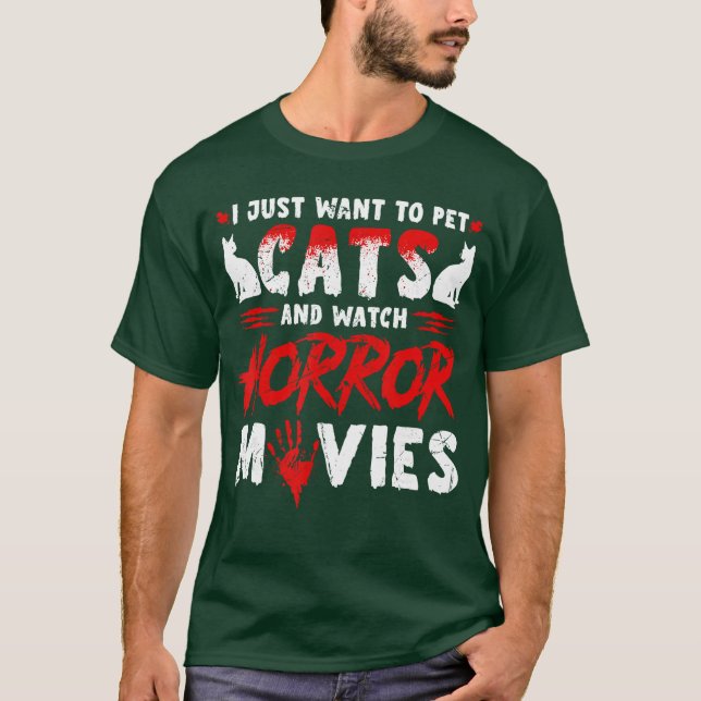 Cats Horror Movies gift T-Shirt (Front)