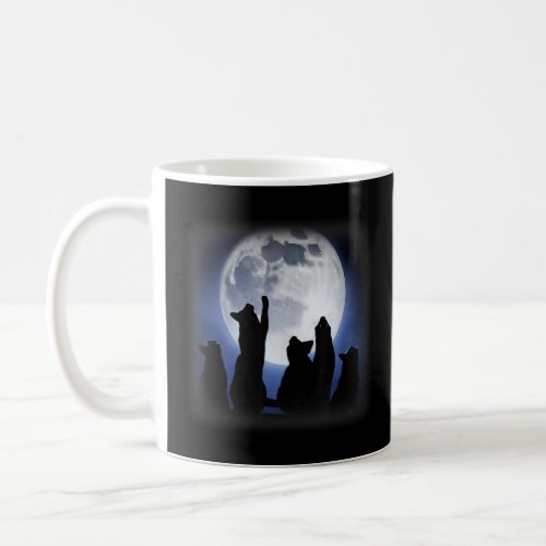 Cats Howling Looking Up to The Moon   for Cat  Coffee Mug