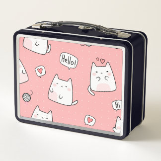 Cats Illustration Metal Lunch Box