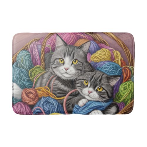 Cats in a Basket Bath Mat