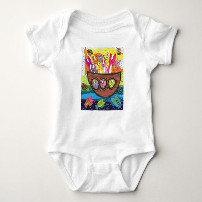 Cats in a Boat  Baby Bodysuit (Front)