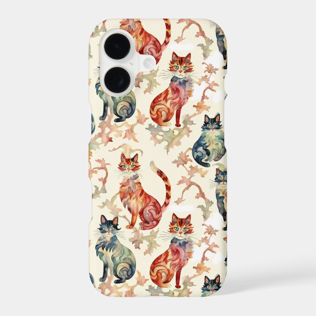 Cats in a Chinese Watercolor Pattern  iPhone Case (Back)