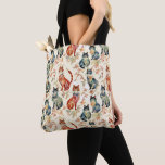 Cats in a Chinese Watercolor Pattern  Tote Bag