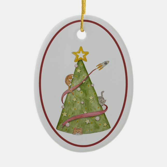 Cats in a Christmas Tree Ornament (Front)