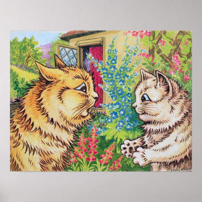 Cats in a Garden, Louis Wain Poster (Front)